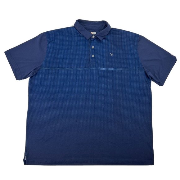 Callaway Shirt Men's XXL Blue Geometric Opti-Dri Short Sleeve‎ Polo Golf - Picture 1 of 9